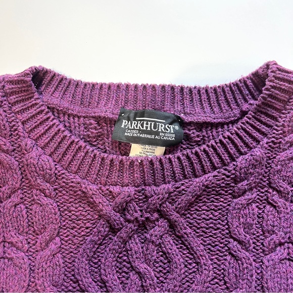 Parkhurst Rich Plum XL Chunky Cable Knit Sweater Colourful Purple Modern Chic - Picture 2 of 10